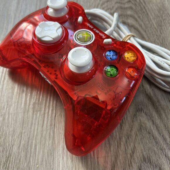 PDP Rock Candy Xbox 360 Wired Controller w/ Cable Clear Red Tested Works - Picture 3 of 10
